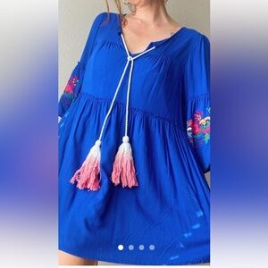 Judith March Royal Blue Dress with Embroidery